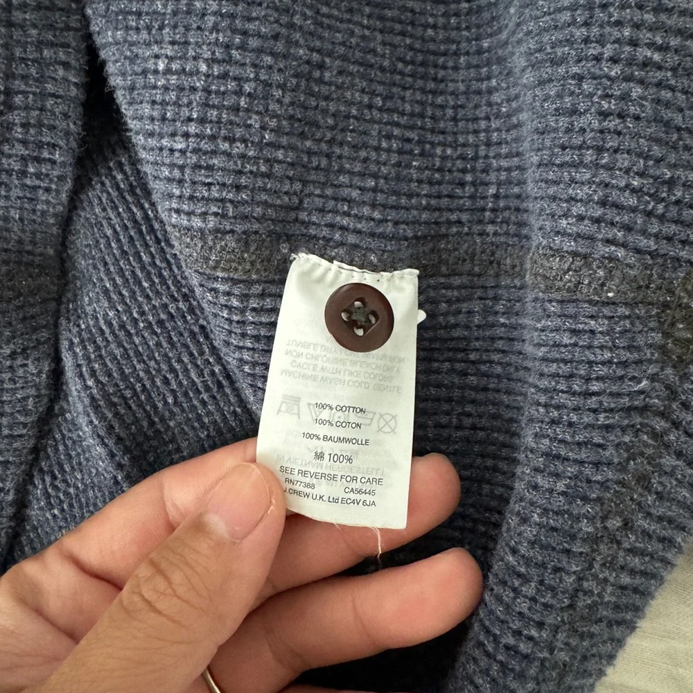 Wallace & Barnes Blue Waffle-Knit Henley